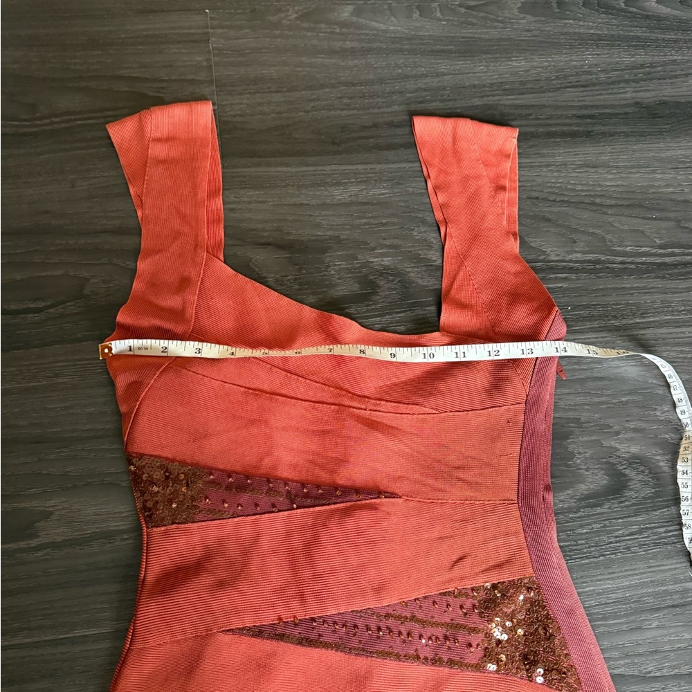 Herve Leger Asymmetrical Bandage Dress in Brightflame Orange - Picture 10 of 14